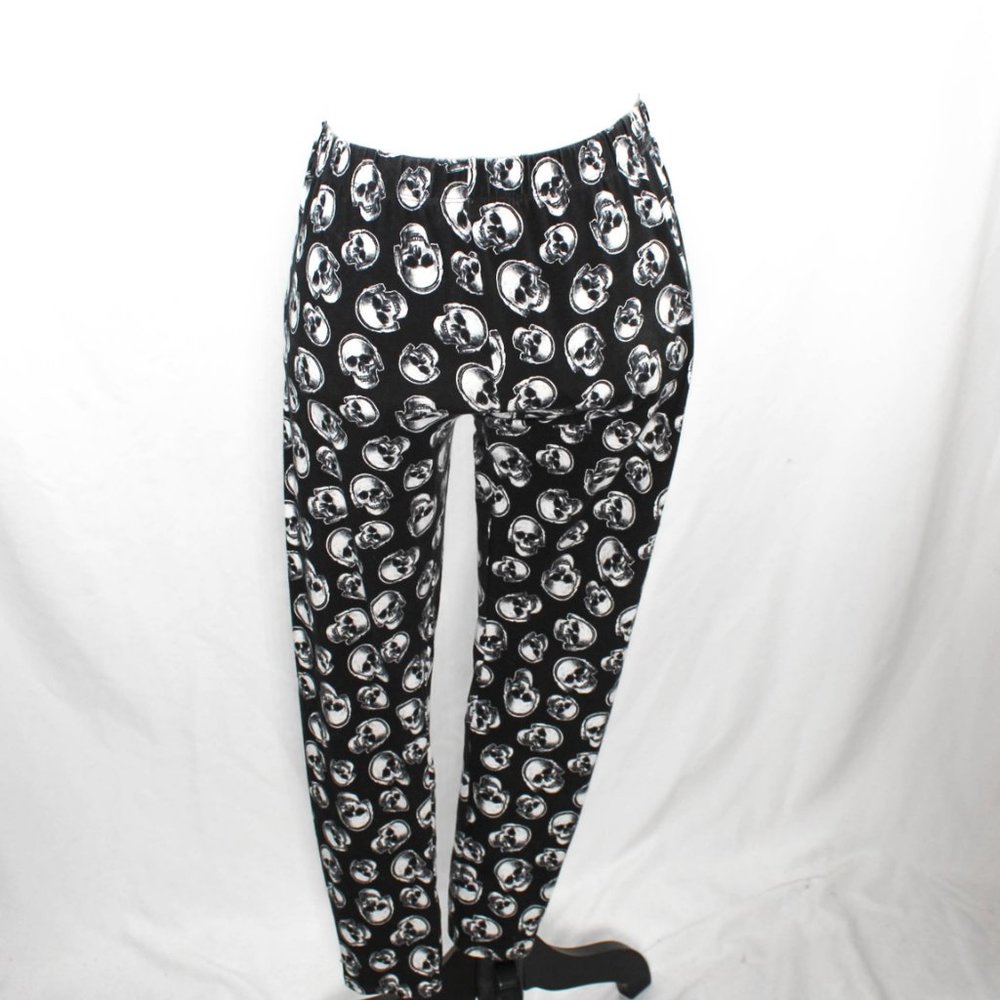 Goth Skull Headphone Casual Leggings Size Large